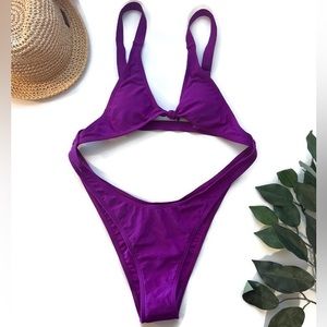 Matte Swim Collection Purple 1 Piece Simon Bikini Swimsuit Sz M